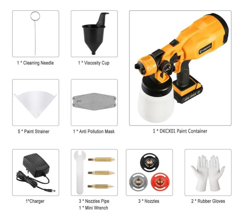 Pistola De Pintura à Bateria 270w Deko Garantia Bivolt - Image 2
